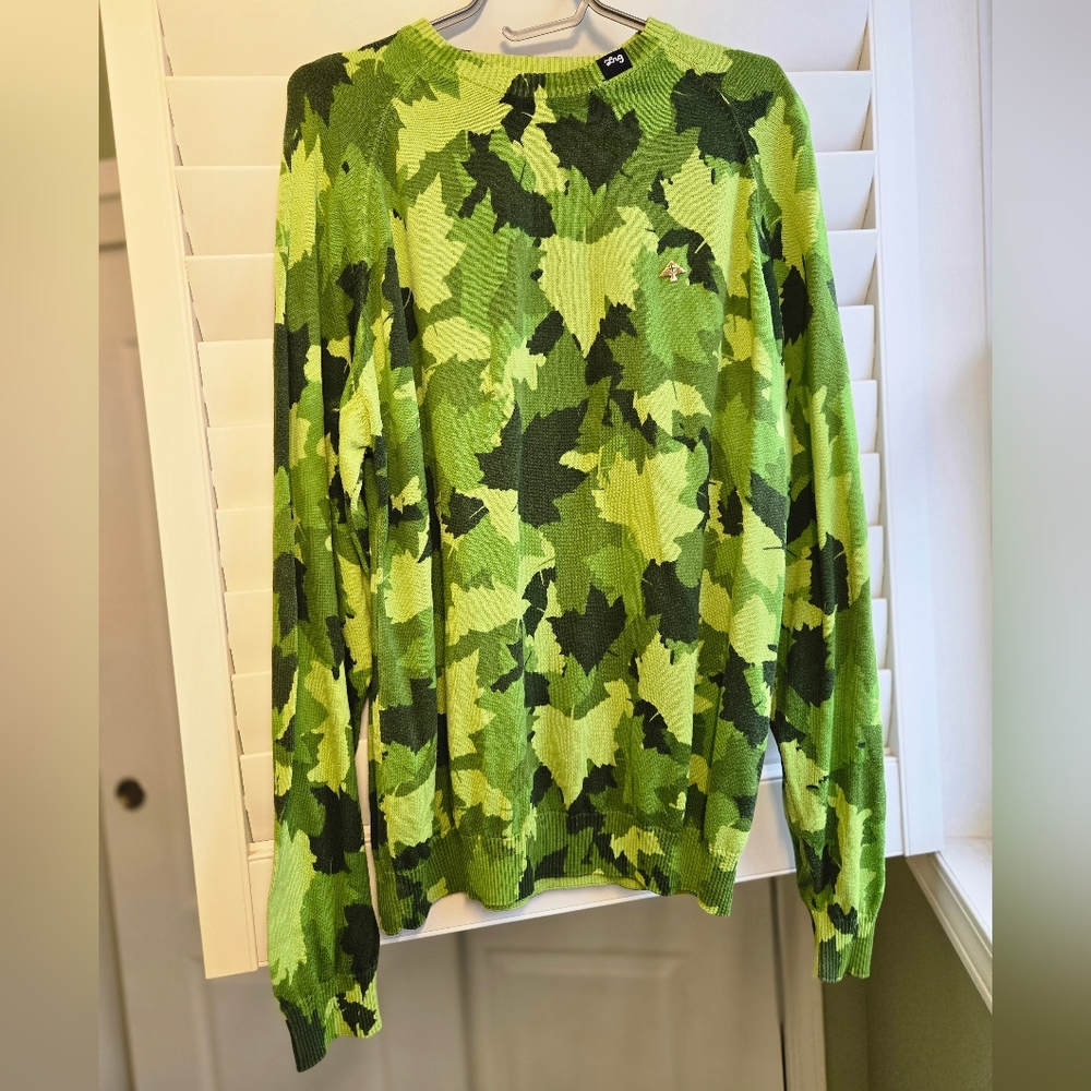 LRG Green and Black Leaf Camouflage Crewneck Sweater